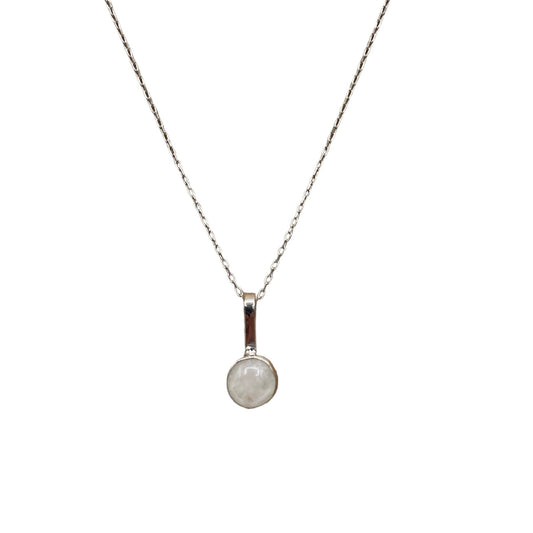 Polished MoonStone Pendant with Sterling Silver Chain